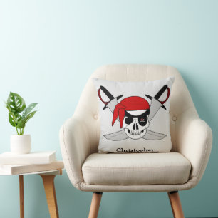 Pirate Skull And Swords Design Personalised Cushion