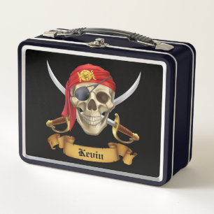 Pirate Skull and Swords Metal Lunch Box