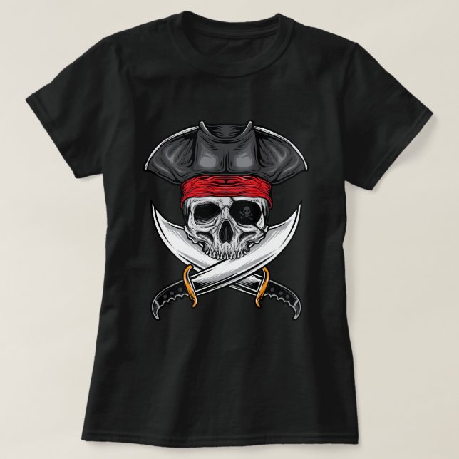 Pirate Skull and Swords T-Shirt (Design Front)