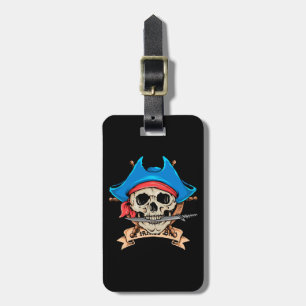 Pirate Skull Biting Knife Luggage Tag