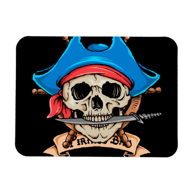 Pirate Skull Biting Knife Magnet (Horizontal)