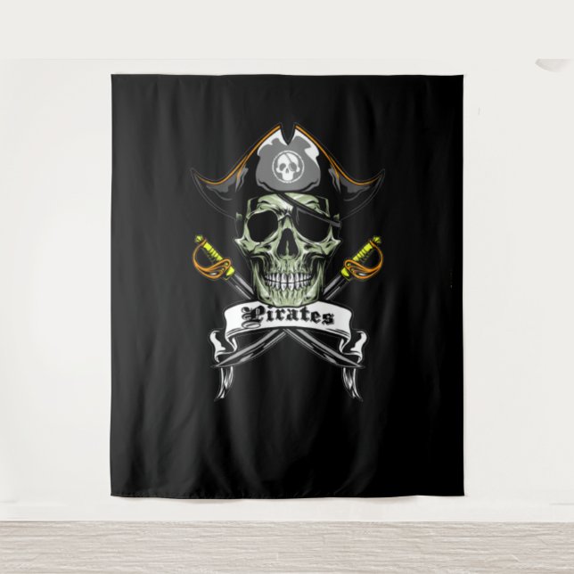 Pirate Skull Bones  Backdrop Tapestry (Front)