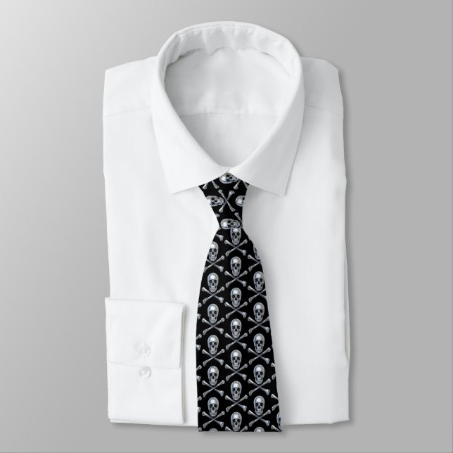 Pirate Skull Bones Tie (Tied)