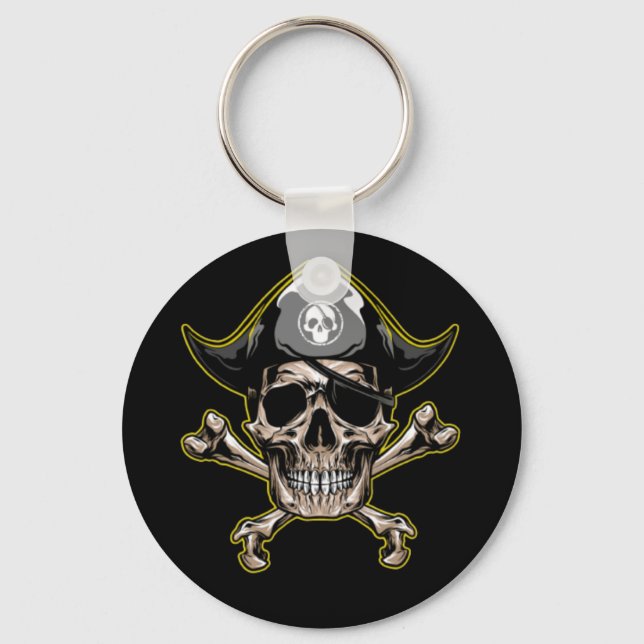 Pirate Skull Captain Cross Bones Key Ring (Front)