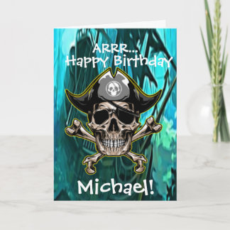 Pirate Skull Captain Cross Bones Ship Card