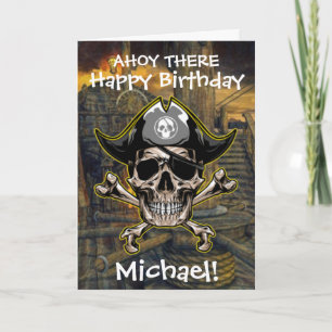 Pirate Skull Captain Cross Bones Ship Card