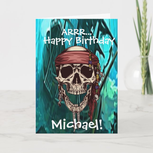 Pirate Skull Captain Ship Card (Front)