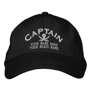 Pirate skull captains fun sailing embroidered hat