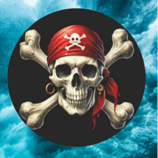 pirate skull classic round sticker