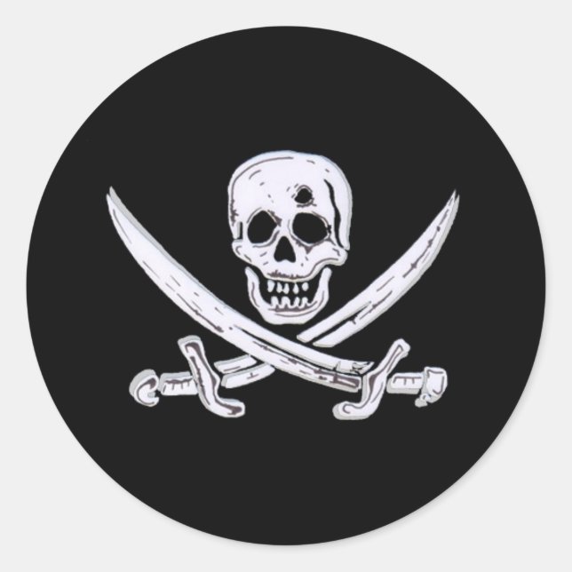 PIRATE SKULL CLASSIC ROUND STICKER (Front)