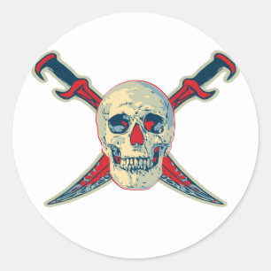 Pirate (Skull) - Classic Round Sticker, Glossy Sticker
