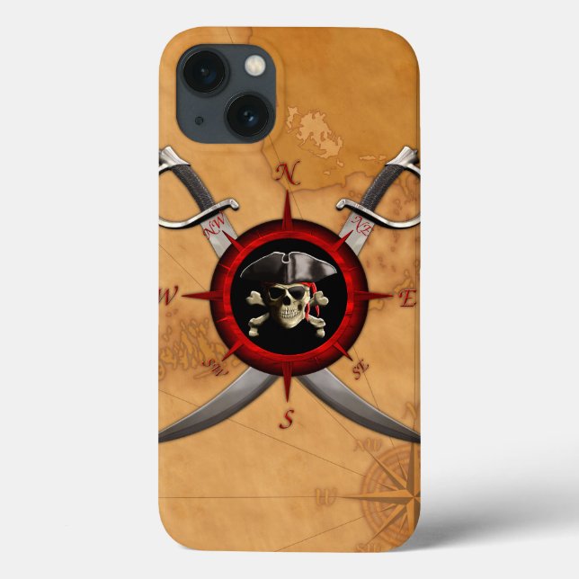 Pirate Skull Compass Rose Case-Mate iPhone Case (Back)
