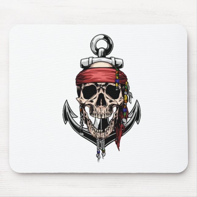 Pirate Skull Cross Bones Anchor Mouse Mat (Front)