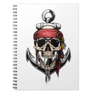 Pirate Skull Cross Bones Anchor Notebook
