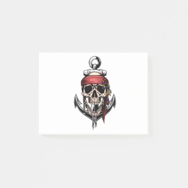 Pirate Skull Cross Bones Anchor Post-it Notes (Front)