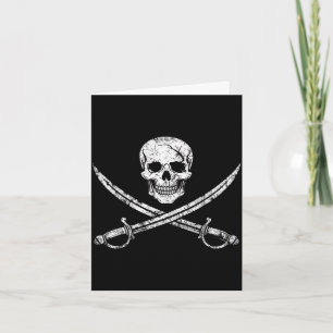 Pirate skull crossbones cross sword jolly roger card