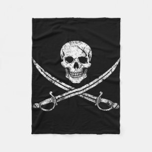 Pirate skull crossbones cross sword jolly roger fleece blanket