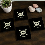 Pirate Skull & Crossbones Custom Black Coaster Set<br><div class="desc">Yarrr! If yer livin' the pirate life (who wouldn't - it's the best life to live) and need coasters for yer grog (or rum/gin/wine) here be the coaster set yer be looking for.</div>