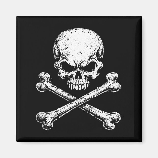 Pirate skull crossbones halloween jolly roger magnet (Front)