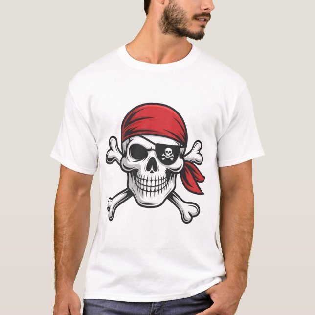 Pirate Skull Crossbones Halloween  T-Shirt (Front)
