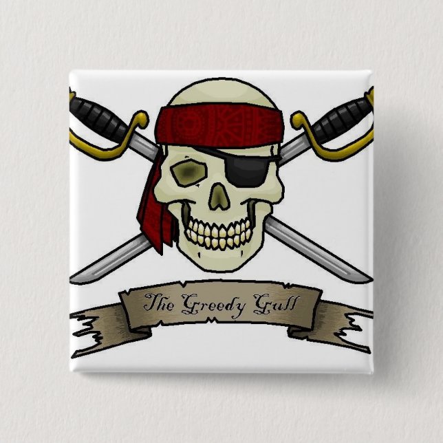 pirate-skull-crossbones-jolly-roger-colouring-page 15 cm square badge (Front)