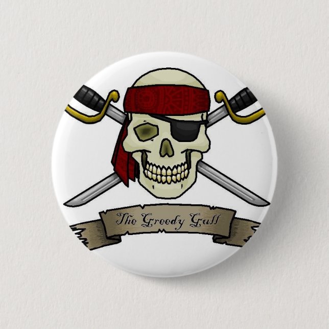 pirate-skull-crossbones-jolly-roger-colouring-page 6 cm round badge (Front)