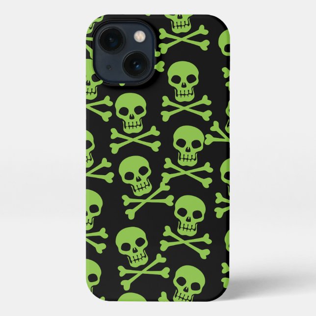 Pirate Skull Crossbones Pattern Green iPhone Case (Back)