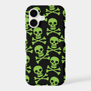 Pirate Skull Crossbones Pattern Green iPhone Case