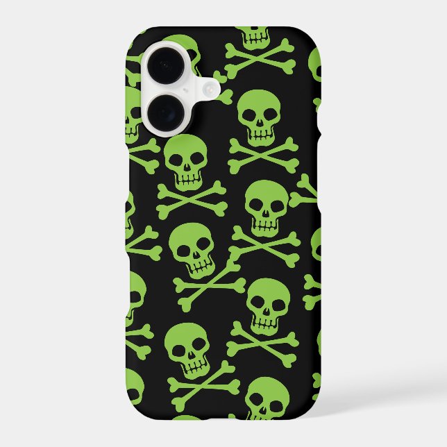 Pirate Skull Crossbones Pattern Green iPhone Case (Back)