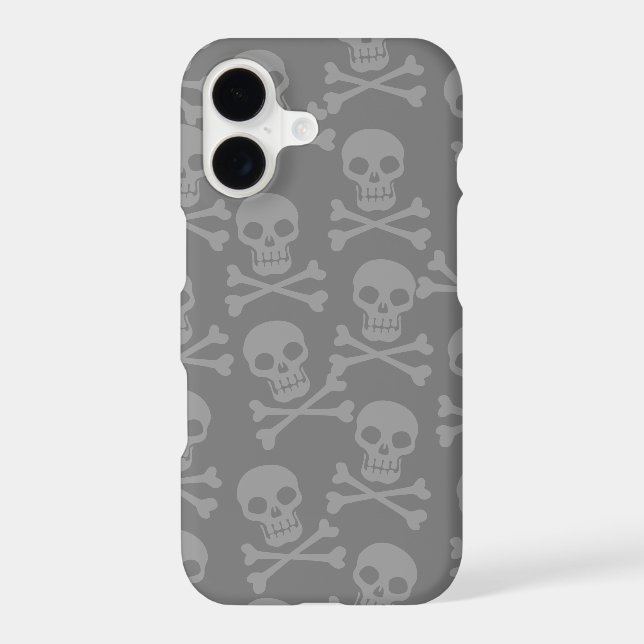 Pirate Skull Crossbones Pattern Grey (Back)