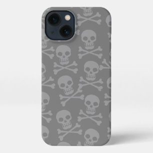 Pirate Skull Crossbones Pattern Grey iPhone 13 Case