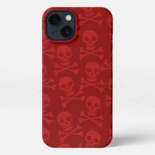 Pirate Skull Crossbones Pattern Red iPhone 13 Case