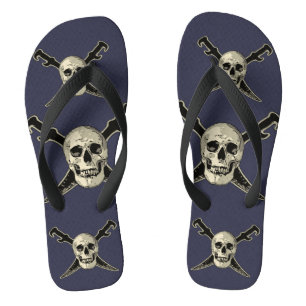 Pirate (Skull) - Custom Adult, Wide Straps Flip Flops