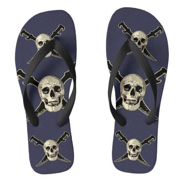 Pirate (Skull) - Custom Adult, Wide Straps Flip Flops (Footbed)