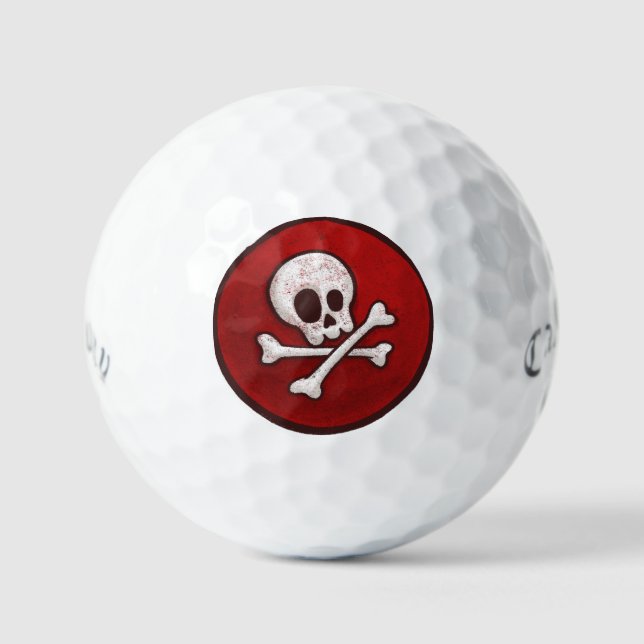 Pirate Skull - Danger! Novelty Golfer Gift |  Golf Balls (Front)
