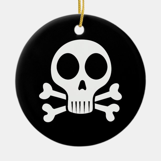 Pirate Skull Design Ceramic Tree Decoration (Front)