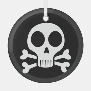 Pirate Skull Design Glass Tree Decoration