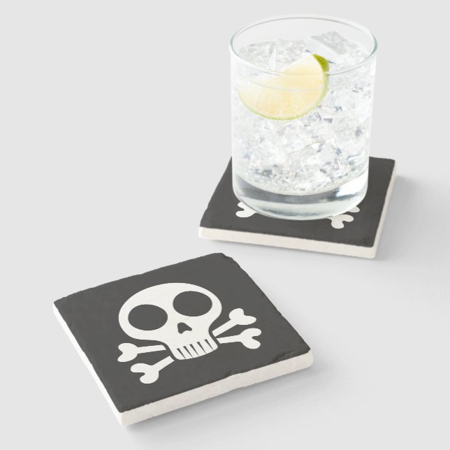Pirate Skull Design Stone Coaster (Side)