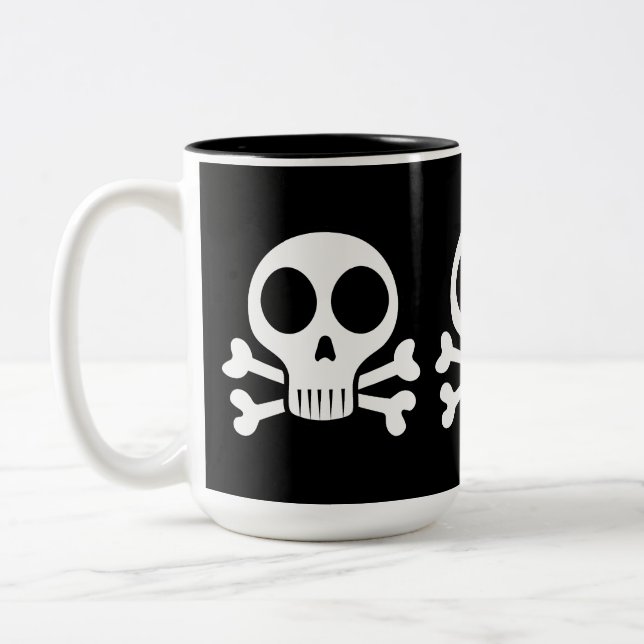 Pirate Skull Design Two-Tone Coffee Mug (Left)
