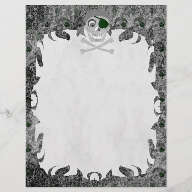 Pirate Skull Distressed Flame Letterhead (Front)