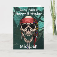 Pirate Skull Ghost Captain Bones Ship Card