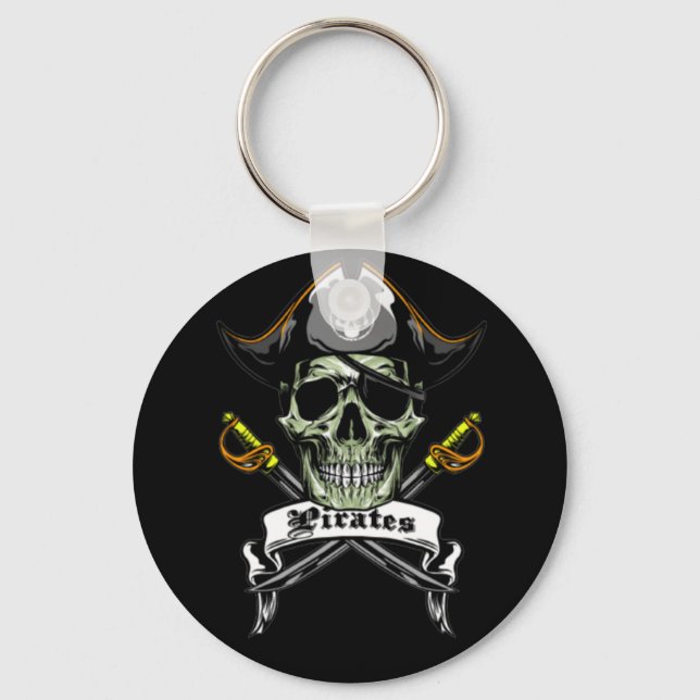 Pirate Skull Ghost Sea Ship Keychain (Front)