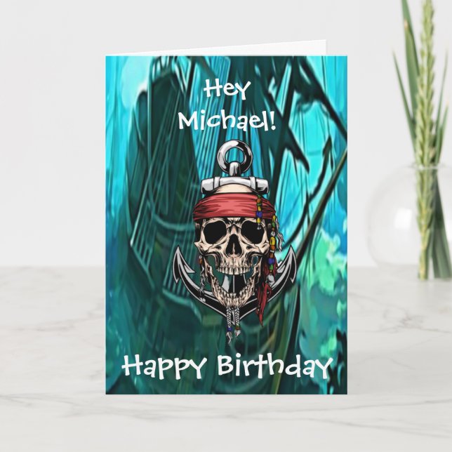 Pirate Skull Ghost Ship Captain Card (Front)