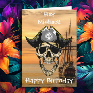 Pirate Skull Ghost Ship Card