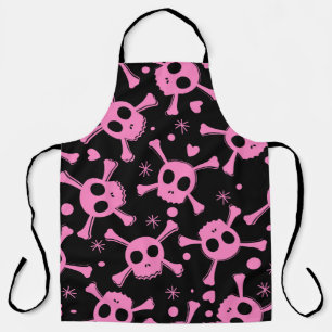 Pirate Skull: Girlish Hearts Pattern Apron