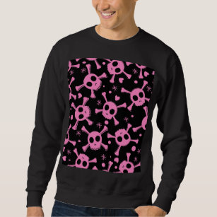 Pirate Skull: Girlish Hearts Pattern Sweatshirt