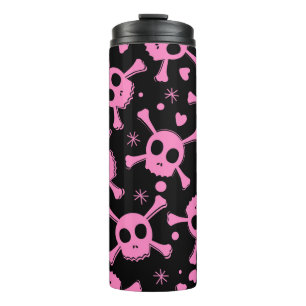 Pirate Skull: Girlish Hearts Pattern Thermal Tumbler
