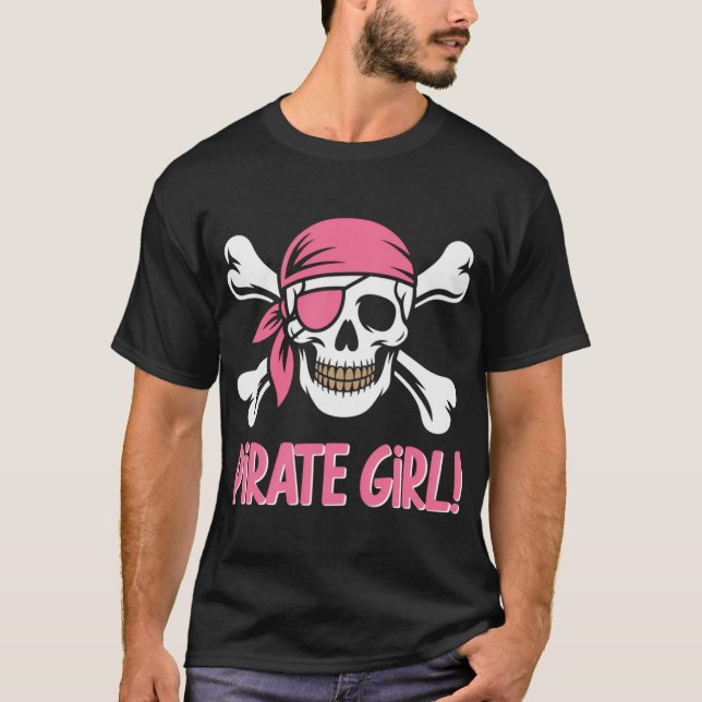 Pirate Skull Girls Pirate Girl T-Shirt (Front)