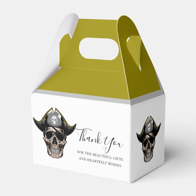 Pirate Skull Gold Captain Favour Box (Front Side)