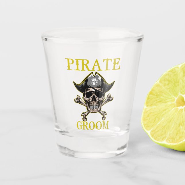PIRATE SKULL GROOM  GOLD GLASS (Front)